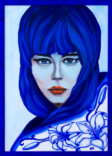 Pittura intitolato "Bluecolored Lily po…" da Olga Naduieva, Opera d'arte originale, Olio