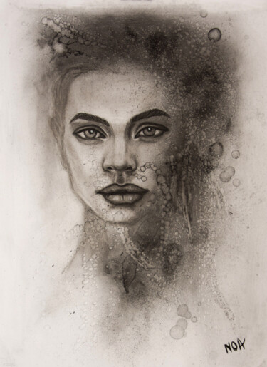 Dibujo titulada "Lady" por Olga Naduieva, Obra de arte original, Carbón