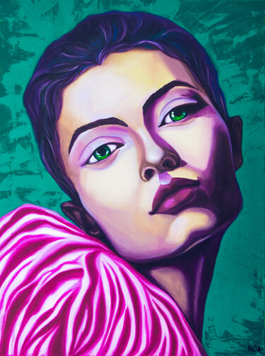 Картина под названием "Emerald Eyes woman…" - Olga Naduieva, Подлинное произведение искусства, Масло