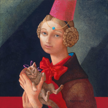 Painting titled "Orient cat" by Olga Oreshnikov, Original Artwork, Oil