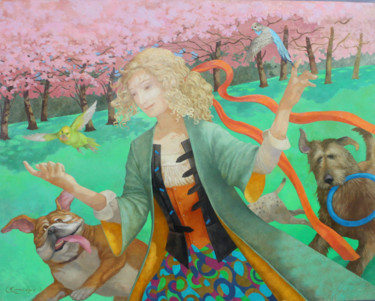Pintura intitulada "Friends" por Olga Oreshnikov, Obras de arte originais, Óleo