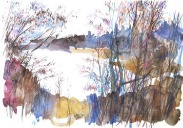Peinture intitulée "Landscape with a sp…" par Olga Osipenko (Mariaiva), Œuvre d'art originale, Aquarelle