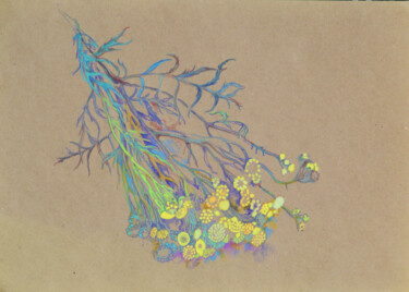 Dessin intitulée "Yellow Tansy flowers" par Olga Osipenko (Mariaiva), Œuvre d'art originale, Gouache