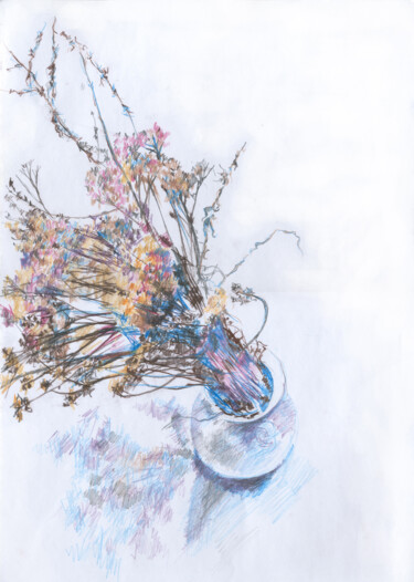 Dessin intitulée "Bouquet of flowers" par Olga Osipenko (Mariaiva), Œuvre d'art originale, Conté