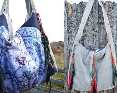 Art textile intitulée "Large designer bag…" par Olga Osipenko (Mariaiva), Œuvre d'art originale, Broderie