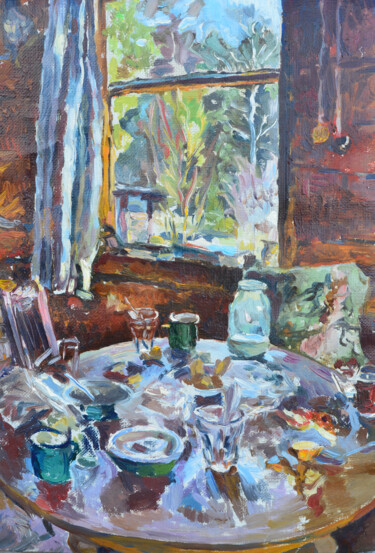 Картина под названием "Breakfast in the vi…" - Olga Osipenko (Mariaiva), Подлинное произведение искусства, Масло