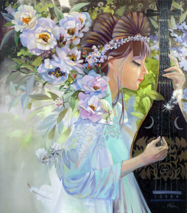 Pintura titulada "MUSE OF BLOSSOMING…" por Olga Panina, Obra de arte original, Oleo