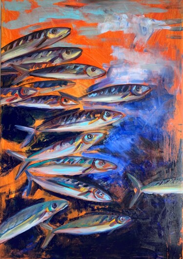 Malerei mit dem Titel "Underwater" von Olga Pascari, Original-Kunstwerk, Öl
