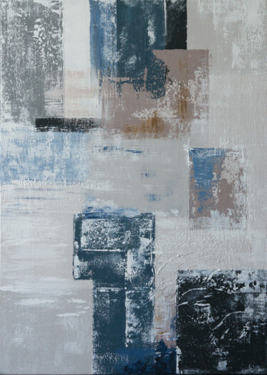 Картина под названием "Beige Brown Blue El…" - Olga Pavlova, Подлинное произведение искусства, Акрил