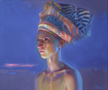 Pintura titulada "Girl in a Turban" por Olga Pelipas, Obra de arte original, Acrílico