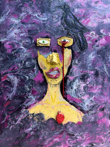 Pintura titulada "The face of lonelin…" por Olga Plokhinova, Obra de arte original, Oleo Montado en Bastidor de camilla de m…