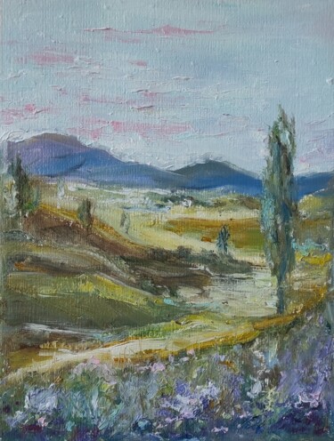 Painting titled "Italian landscape o…" by Olga Ponomarenko, Original Artwork, Oil Mounted on Cardboard