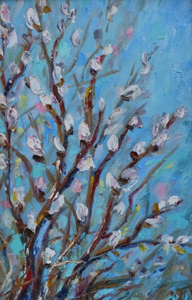 Painting titled ""Spring" original o…" by Olga Ponomarenko, Original Artwork, Oil Mounted on Wood Stretcher frame