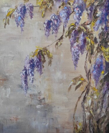 Peinture intitulée "Wisteria in Rome. F…" par Olga Ponomarenko, Œuvre d'art originale, Huile Monté sur Châssis en bois