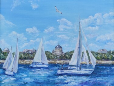Painting titled "Sea breeze. Origina…" by Olga Ponomarenko, Original Artwork, Oil