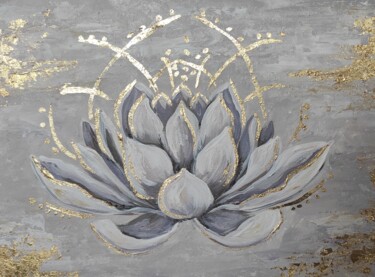 Pittura intitolato "The white lotus. Or…" da Olga Ponomarenko, Opera d'arte originale, Acrilico Montato su Cartone