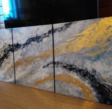 Painting titled "Triptych. Abstract…" by Olga Ponomarenko, Original Artwork, Acrylic Mounted on Wood Stretcher frame