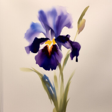 Malerei mit dem Titel "Iris" von Olga Poruchikova, Original-Kunstwerk, Aquarell