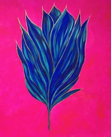 Painting titled "Blue flower" by Olga Poruchikova, Original Artwork, Acrylic