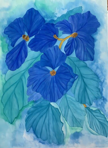 Painting titled "Ultramarine" by Olga Poruchikova, Original Artwork, Watercolor