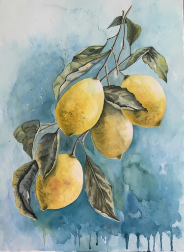 Painting titled "Amalfi limoni" by Olga Poruchikova, Original Artwork, Watercolor
