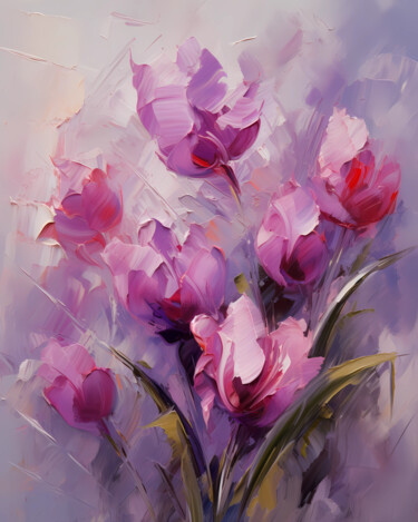 Artes digitais intitulada "Tulipani di primave…" por Olga Poruchikova, Obras de arte originais, Imagem gerada por IA