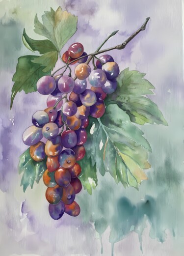 Peinture intitulée "Grape" par Olga Poruchikova, Œuvre d'art originale, Aquarelle