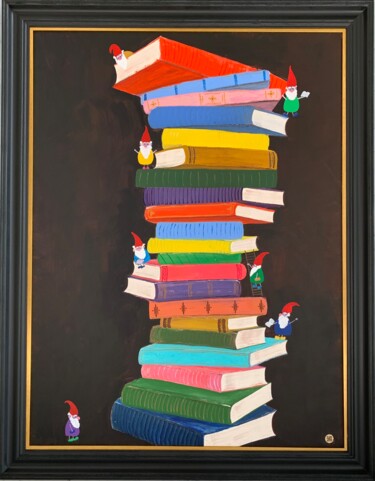 Painting titled "Knowledge" by Olga Prasol, Original Artwork, Acrylic Mounted on Wood Stretcher frame