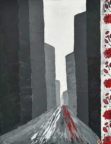 Peinture intitulée "Blackout in Kyiv" par Olga Prasol, Œuvre d'art originale, Acrylique