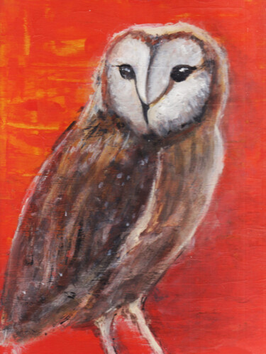 Painting titled "Owl artwork origina…" by Olga Prokhorova, Original Artwork, Acrylic