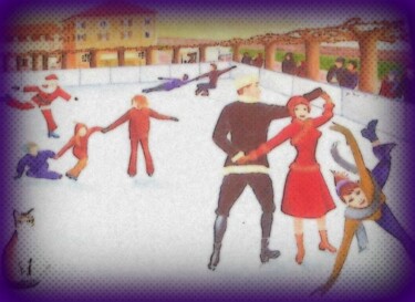 Peinture intitulée "LA PATINOIRE" par Olga Recio, Œuvre d'art originale