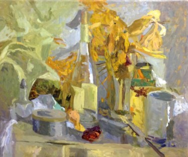 Peinture intitulée "Nature morte jaune" par Olga Richir, Œuvre d'art originale, Huile