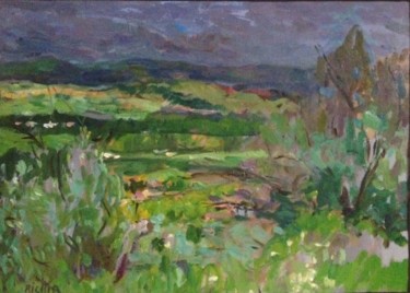 Painting titled "Orage,Campagnan( Hé…" by Olga Richir, Original Artwork, Oil