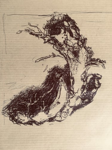 Drawing titled "La sieste sous l’ar…" by Olga Richir, Original Artwork, Ballpoint pen