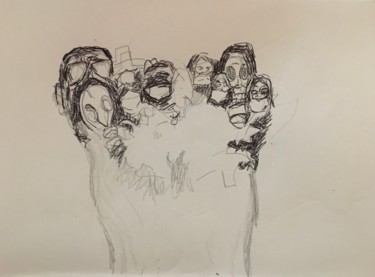 Disegno intitolato "Le pied ! Ça ira mi…" da Olga Richir, Opera d'arte originale, Biro