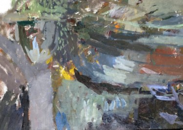 Peinture intitulée "L’arbre et le vent" par Olga Richir, Œuvre d'art originale, Huile