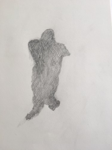 Drawing titled "A man walking" by Olga Richir, Original Artwork, Pencil