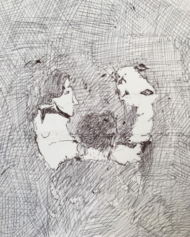 Dessin intitulée "« Les mains en l’ai…" par Olga Richir, Œuvre d'art originale, Stylo à bille