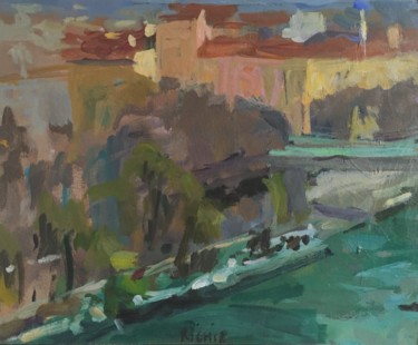 Peinture intitulée "Lyon" par Olga Richir, Œuvre d'art originale, Huile