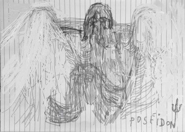 Drawing titled "Poseidon" by Olga Richir, Original Artwork, Marker