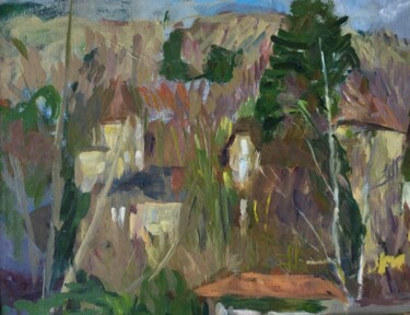 Malerei mit dem Titel "La maison de Joan M…" von Olga Richir, Original-Kunstwerk, Öl