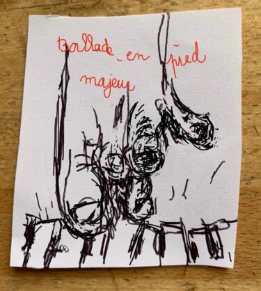 Dessin intitulée "Ballade en pied maj…" par Olga Richir, Œuvre d'art originale, Stylo à bille