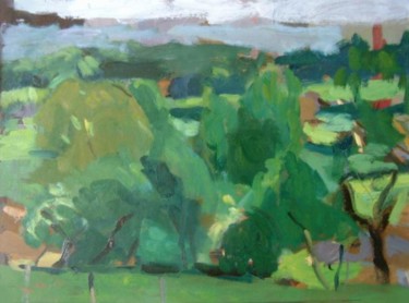 Peinture intitulée "PAYSAGE DU MORVAN" par Olga Richir, Œuvre d'art originale, Huile