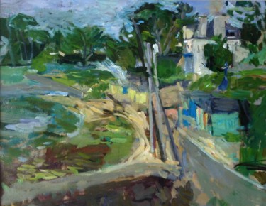Pintura intitulada "La plage de l'île a…" por Olga Richir, Obras de arte originais