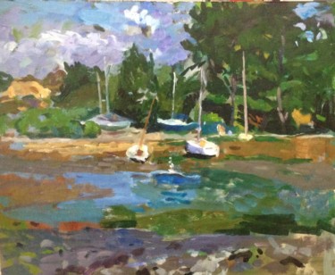 Painting titled "Golfe du Morbihan" by Olga Richir, Original Artwork, Oil