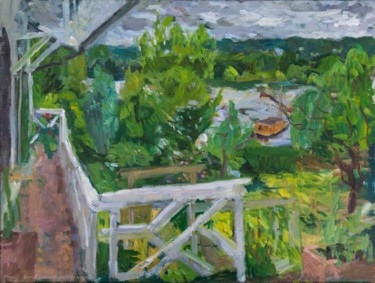 Peinture intitulée "Le jardin de Bonnar…" par Olga Richir, Œuvre d'art originale, Huile