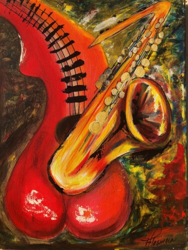 Pintura titulada "Melodia en Rojo" por Francisco Plasencia, Obra de arte original, Acrílico