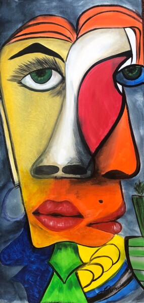 Malerei mit dem Titel "Redhead" von Francisco Plasencia, Original-Kunstwerk, Acryl