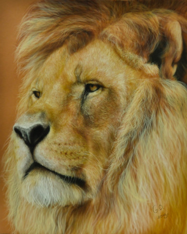 Schilderij getiteld "Lion" door Olga Rozova, Origineel Kunstwerk, Airbrush