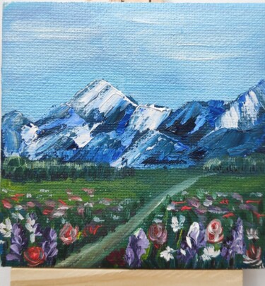 Painting titled "Mountains" by Olga Kaszkur, Original Artwork, Oil